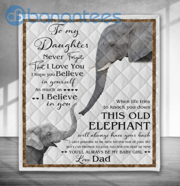 To My Daughter This Old Elephant Quilt Blanket Quilt Product Photo