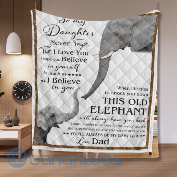 To My Daughter This Old Elephant Quilt Blanket Quilt Product Photo