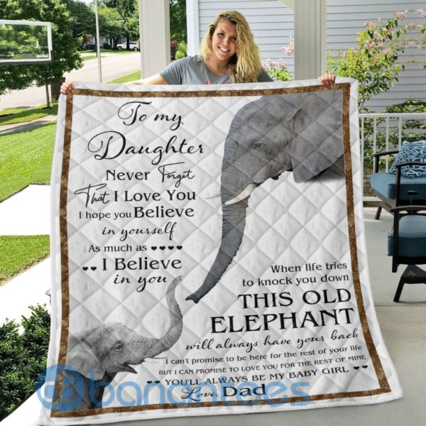 To My Daughter This Old Elephant Quilt Blanket Quilt Product Photo