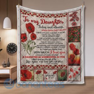 To My Daughter Today And Always Red Flower Quilt Blanket Quilt Product Photo