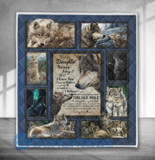 To My Daughter Wolf Gift For Daughter Blanket Quilt Product Photo