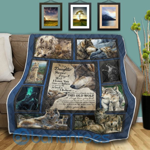 To My Daughter Wolf Gift For Daughter Blanket Quilt Product Photo