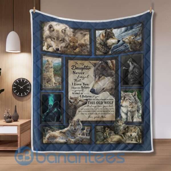 To My Daughter Wolf Gift For Daughter Blanket Quilt Product Photo