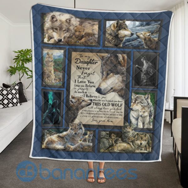 To My Daughter Wolf Gift For Daughter Blanket Quilt Product Photo