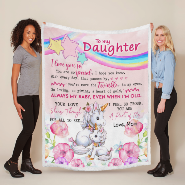 To My Daughter You Are So Special Beautiful Unicorn Sherpa Blanket Product Photo