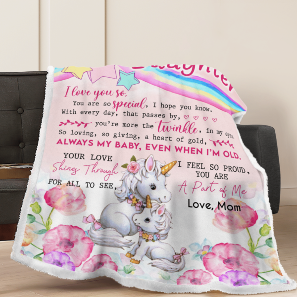 To My Daughter You Are So Special Beautiful Unicorn Sherpa Blanket Product Photo