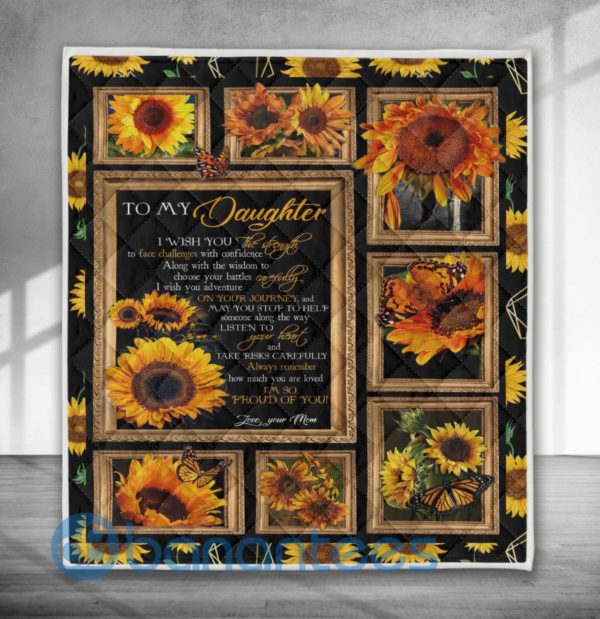 To My Daughter, I'm So Proud Of You Sunflower Quilt Blanket Product Photo