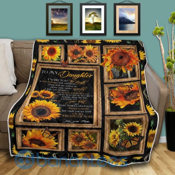 To My Daughter, I'm So Proud Of You Sunflower Quilt Blanket Product Photo