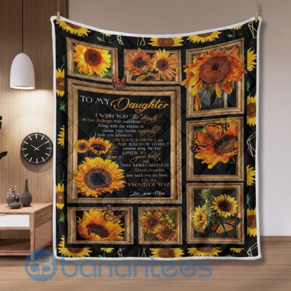 To My Daughter, I'm So Proud Of You Sunflower Quilt Blanket Product Photo
