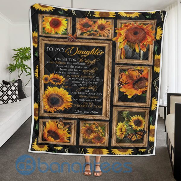 To My Daughter, I'm So Proud Of You Sunflower Quilt Blanket Product Photo