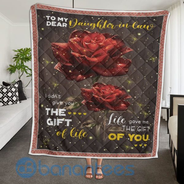 To My Dear Daughter In Law Rose Blanket Quilt Product Photo