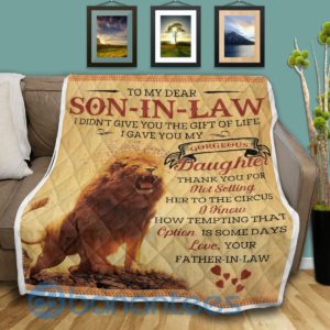 To My Dear Son In Law Lion Blanket Quilt Product Photo