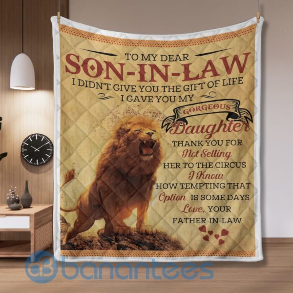To My Dear Son In Law Lion Blanket Quilt Product Photo