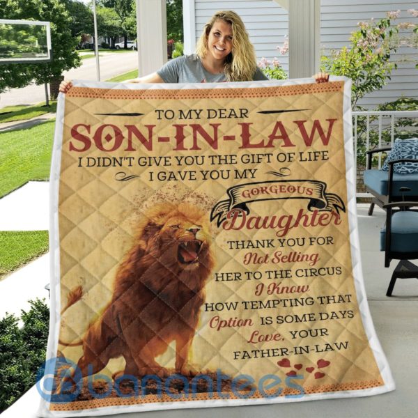 To My Dear Son In Law Lion Blanket Quilt Product Photo