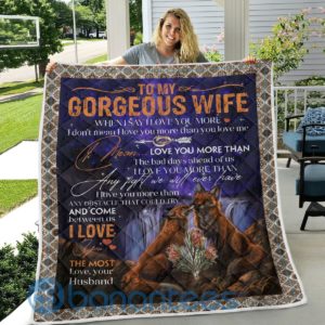 To My Gergeous Wife I Love You Fox Blanket Quilt Product Photo