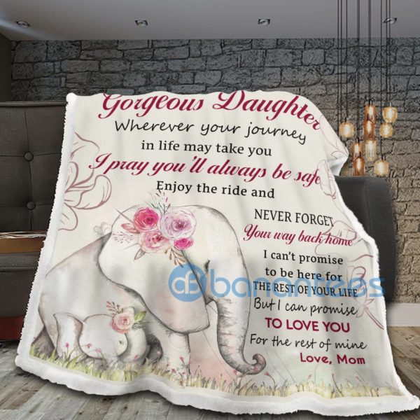 To My Gorgeous Daughter Elephant Sherpa Blanket Product Photo