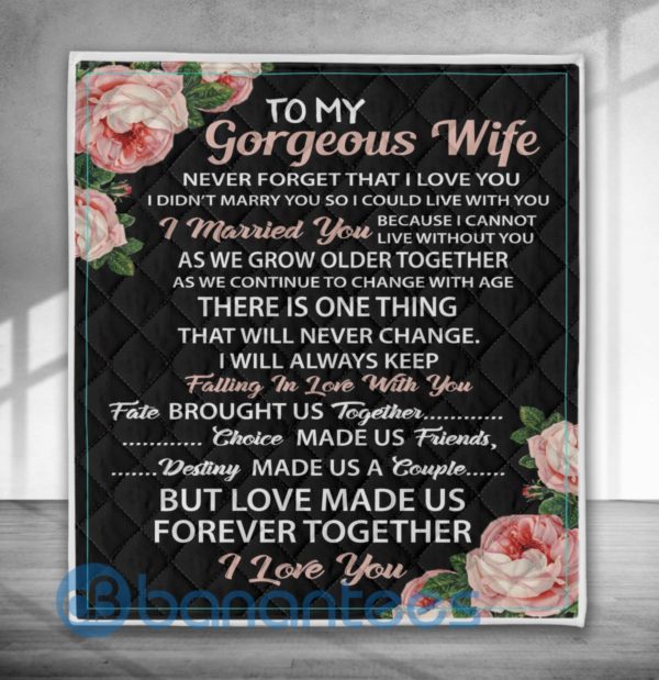 To My Gorgeous Wife Blanket Quilt Product Photo