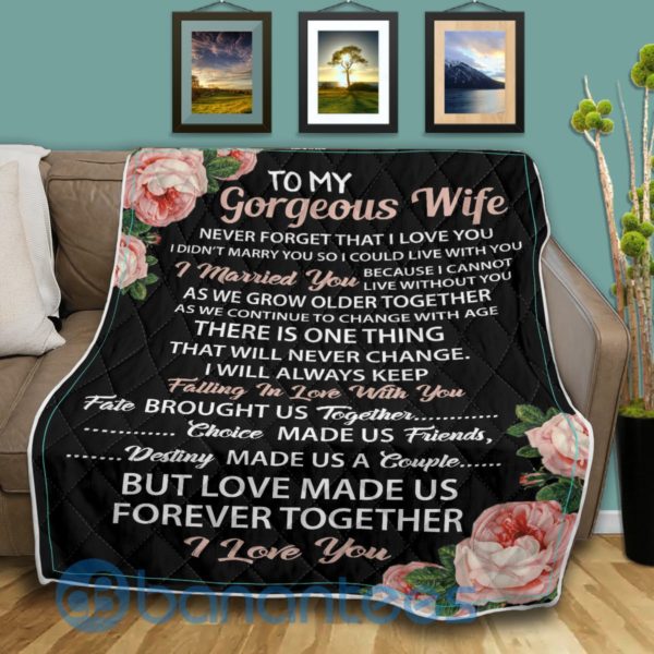 To My Gorgeous Wife Blanket Quilt Product Photo