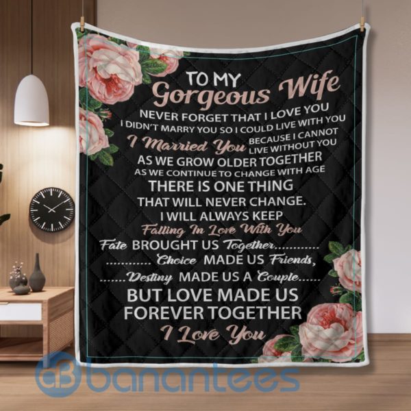 To My Gorgeous Wife Blanket Quilt Product Photo