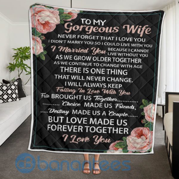 To My Gorgeous Wife Blanket Quilt Product Photo