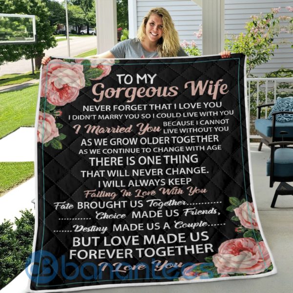 To My Gorgeous Wife Blanket Quilt Product Photo