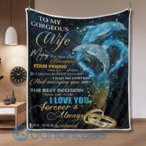 To My Gorgeous Wife Dolphin Blanket Quilt Product Photo