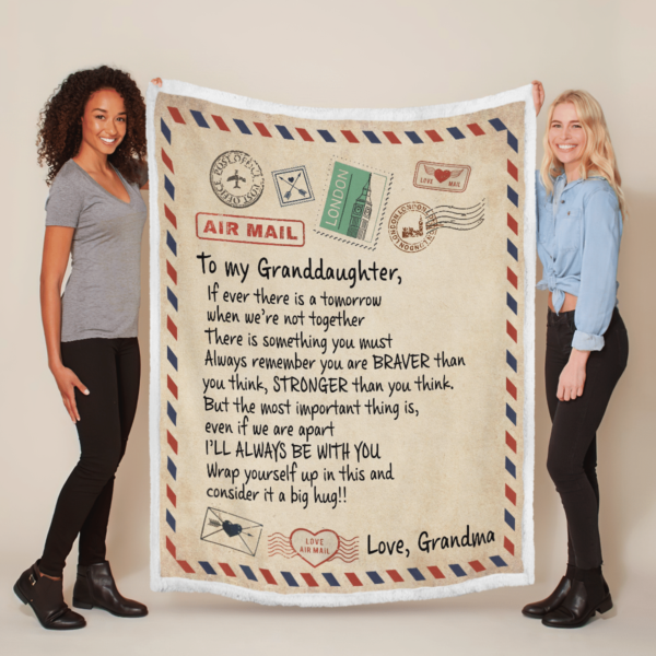 To My Grandaughter Air Mail Sherpa Blanket Product Photo