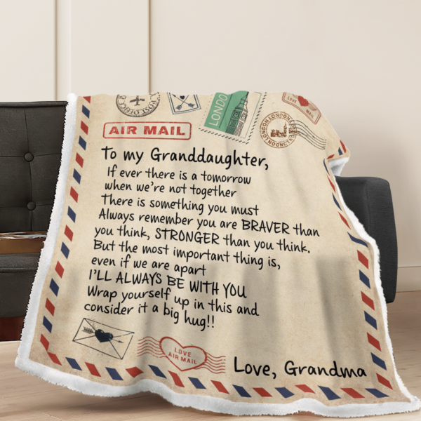 To My Grandaughter Air Mail Sherpa Blanket Product Photo
