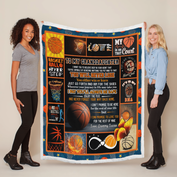 To My Grandaughter Basketball Sherpa Blanket Product Photo
