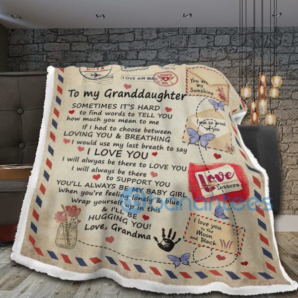 To My Granddaughter Air Mail Sherpa Blanket Product Photo