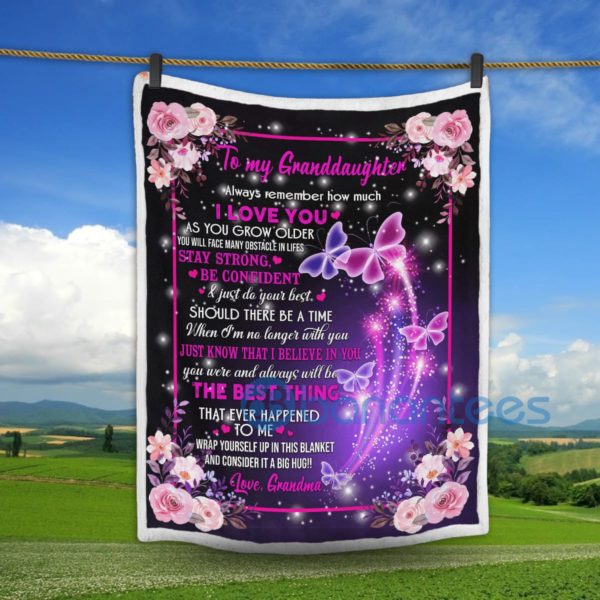 To My Granddaughter Always Remember How Much I Love You Butterfly Sherpa Blanket Product Photo