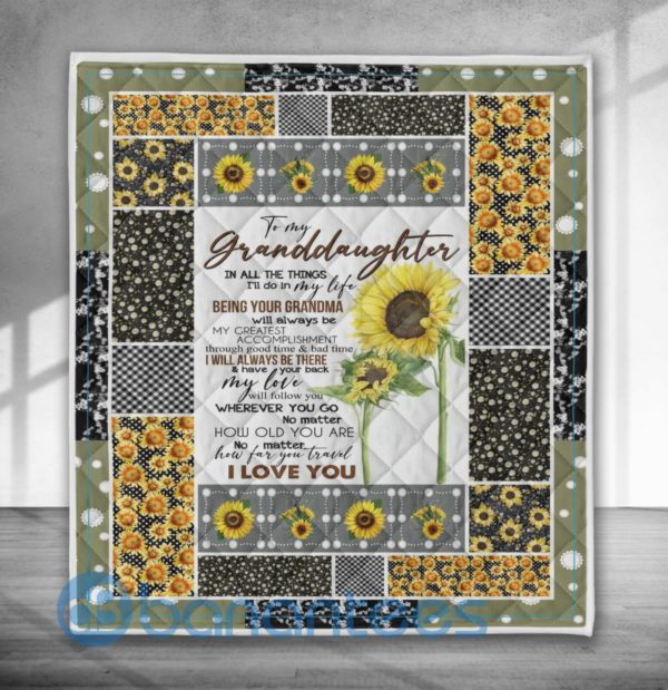 To My Granddaughter Flower Blanket Quilt Product Photo