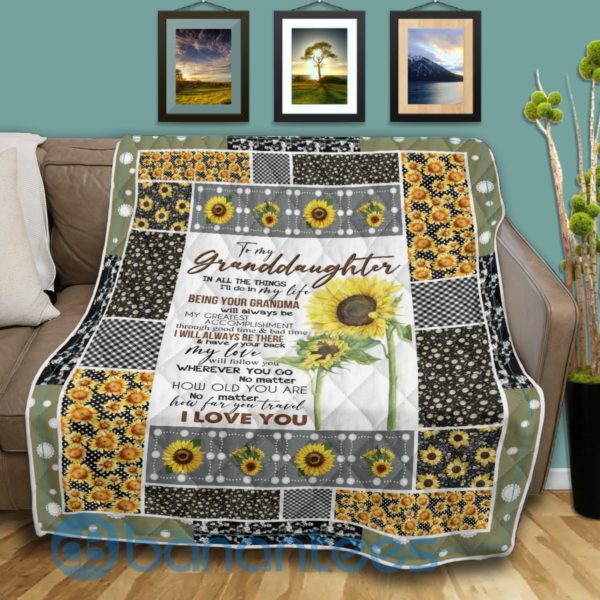 To My Granddaughter Flower Blanket Quilt Product Photo
