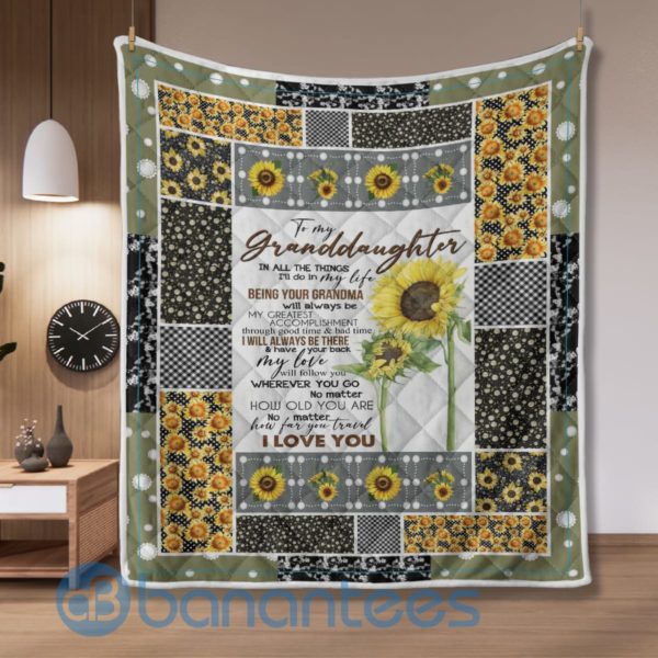 To My Granddaughter Flower Blanket Quilt Product Photo