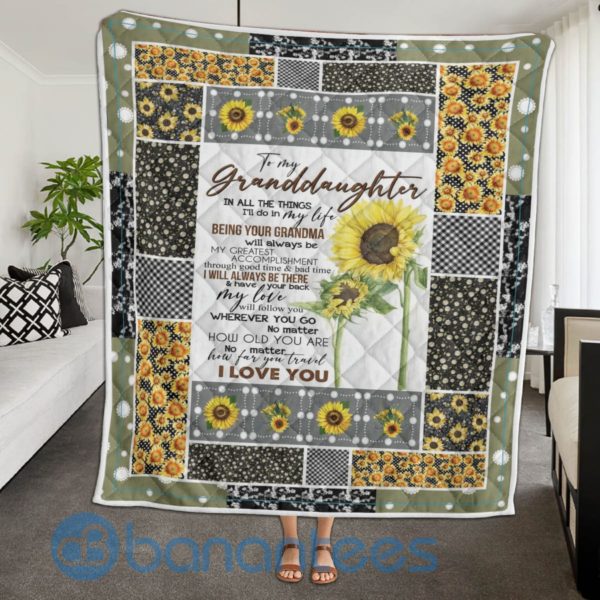 To My Granddaughter Flower Blanket Quilt Product Photo