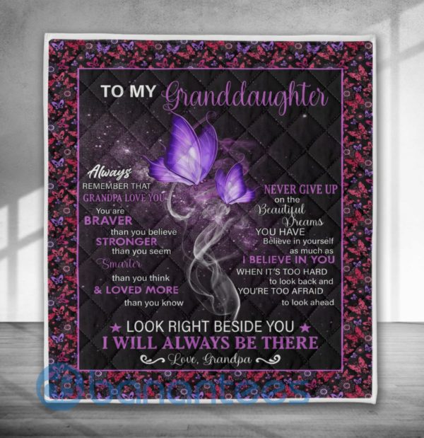 To My Granddaughter From Grandma Remember That Grandma Love You Blanket Quilt Product Photo