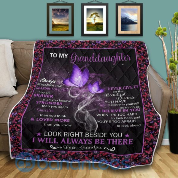 To My Granddaughter From Grandma Remember That Grandma Love You Blanket Quilt Product Photo