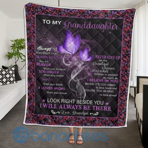 To My Granddaughter From Grandma Remember That Grandma Love You Blanket Quilt Product Photo