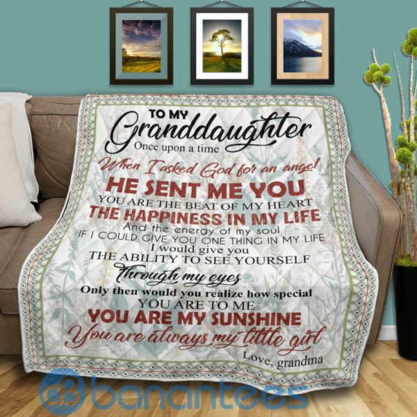 To My Granddaughter God Sent Me You, Grandma Quilt Blanket Quilt Product Photo