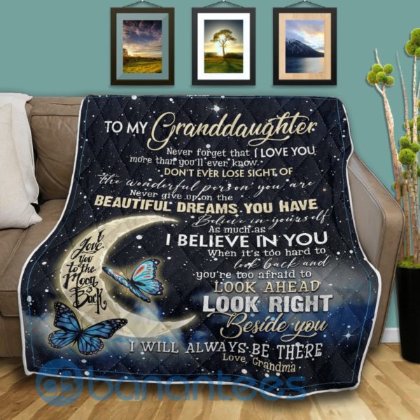 To My Granddaughter I Believe in You Butterfly Blanket Quilt Product Photo