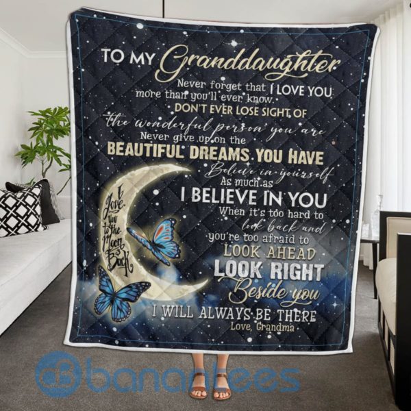 To My Granddaughter I Believe in You Butterfly Blanket Quilt Product Photo