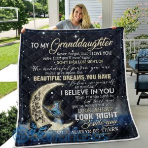 To My Granddaughter I Believe in You Butterfly Blanket Quilt Product Photo