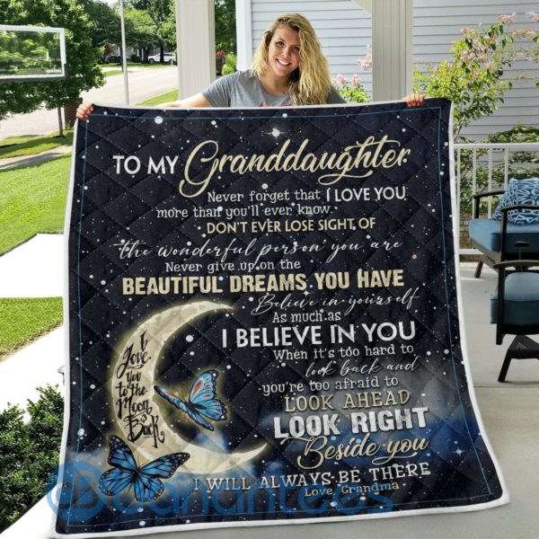To My Granddaughter I Believe in You Butterfly Blanket Quilt Product Photo