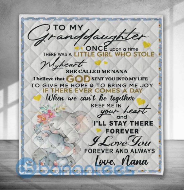 To My Granddaughter I Love You Elephant Quilt Blanket Quilt Product Photo