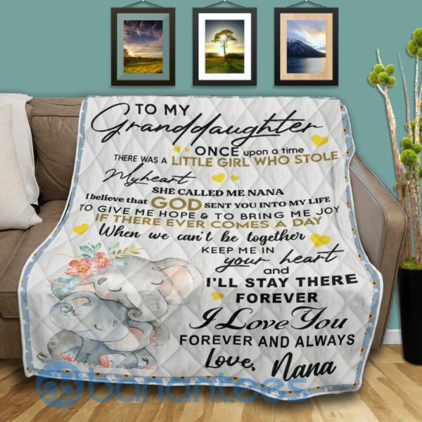 To My Granddaughter I Love You Elephant Quilt Blanket Quilt Product Photo