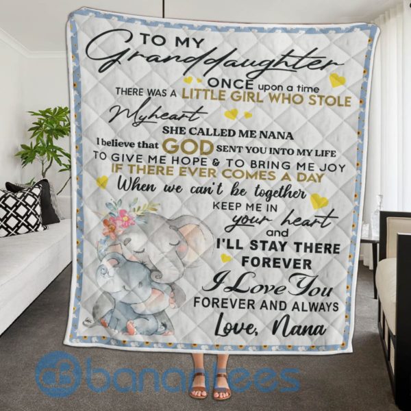 To My Granddaughter I Love You Elephant Quilt Blanket Quilt Product Photo