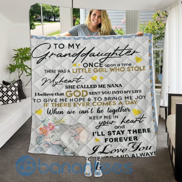 To My Granddaughter I Love You Elephant Quilt Blanket Quilt Product Photo