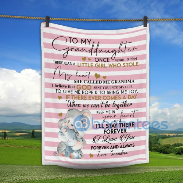 To My Granddaughter I Love You Forever And Always Elephant Sherpa Blanket Product Photo