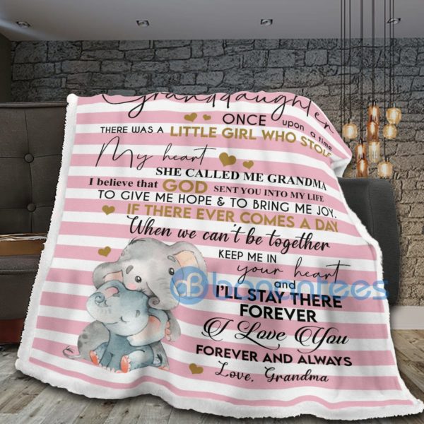 To My Granddaughter I Love You Forever And Always Elephant Sherpa Blanket Product Photo
