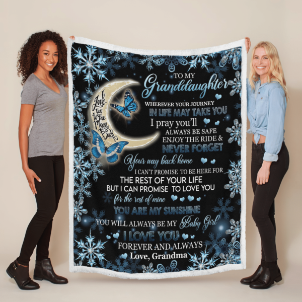 To My Granddaughter I Love You Forever And Always Sherpa Blanket Product Photo